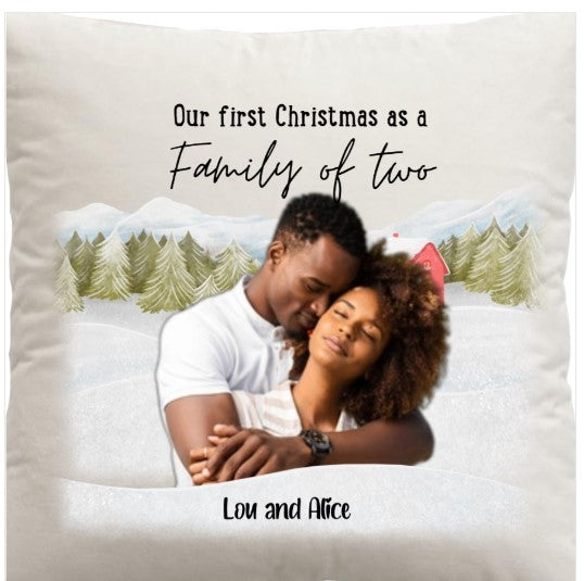 Custom "Our First Christmas as a Family" 16" x 16" Pillow